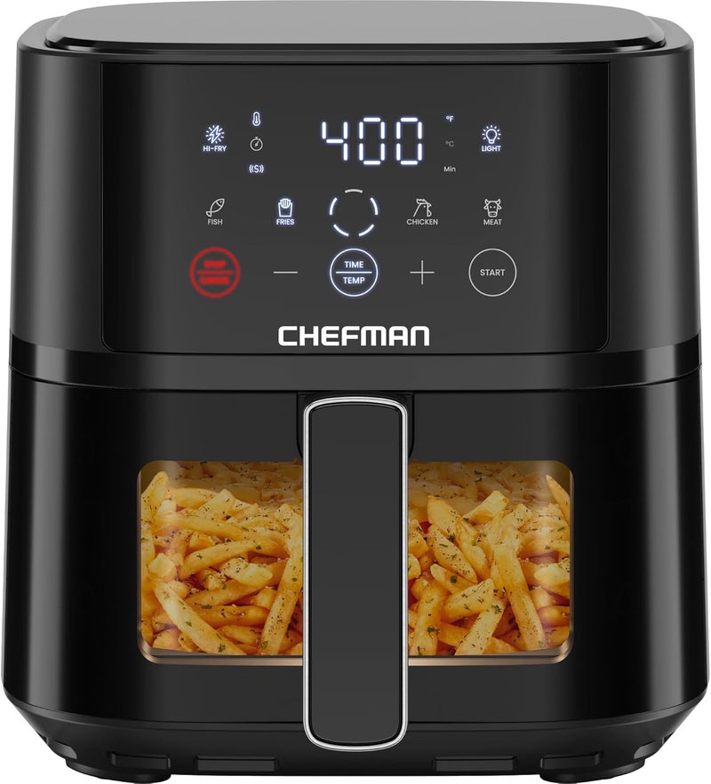 Chefman Air Fryer – 4 QT Compact Airfryer for Quick & Easy Meals, Features Hi-Fry Technology for Extra Crisp, Easy-View Window, Touch Controls with 4 Presets, Nonstick & Dishwasher Safe Basket - Black - Image 1